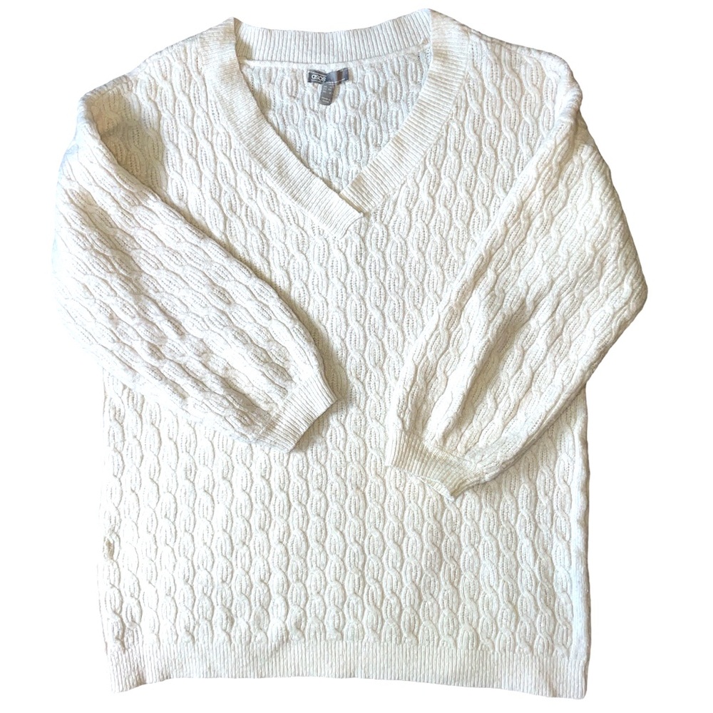 ASOS Cream Soft Acrylic V-Neck Sweater